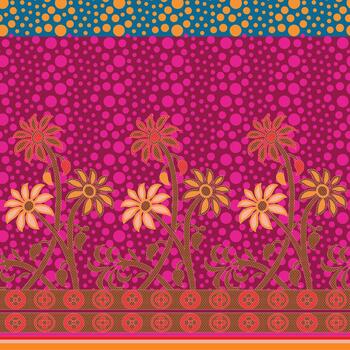 a colorful pattern with flowers and dots vector