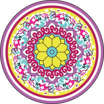 un circular modelo con vistoso flores y un flor vector