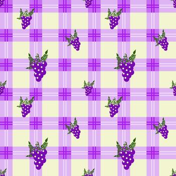 Grape pattern on a checkerboard background vector