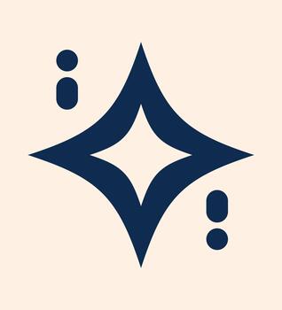 Minimal abstract sparkle symbol with smooth curved star shape and simple geometric accents vector