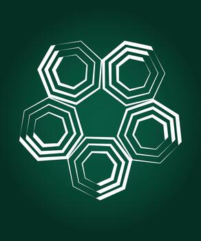 moderno geométrico resumen modelo con en capas hexágono formas en blanco líneas en oscuro verde antecedentes Perfecto para contemporáneo mínimo diseño futurista concepto y elegante antecedentes diseño vector