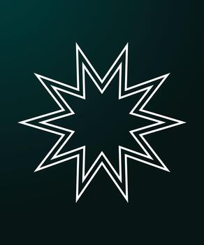 White geometric star shape with double line outline on dark gradient background representing islamic art minimal modern decoration abstract pattern and contemporary design concept with symmetry vector