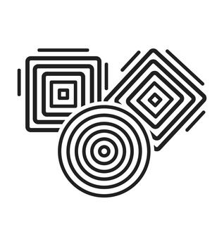 geométrico resumen diseño con concéntrico círculos y en capas cuadrado línea elementos formando un moderno decorativo mínimo motivo vector