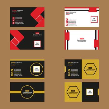 Modern Business Card Template in a Bundle of Four. Minimal Layout Display for Promotion. vector