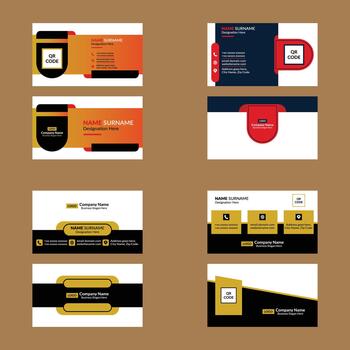 Modern Business Card Template in a Bundle of Four. Elegant Layout Display for Promotion. vector