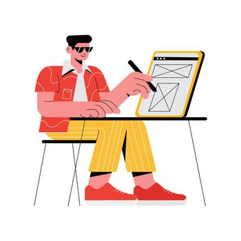 Wireframe Sketch Flat Illustration EPS 10 File vector