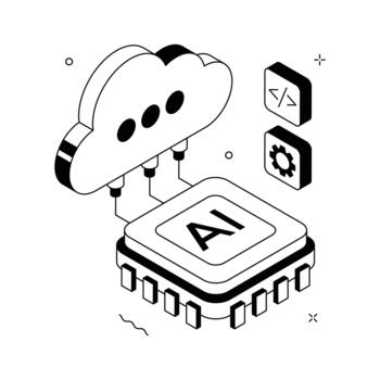 AI cloud platform representing intelligent computing isometric illustration. vector