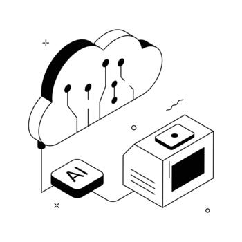 Isometric cloud networking powered by artificial intelligence and smart data flow,. vector