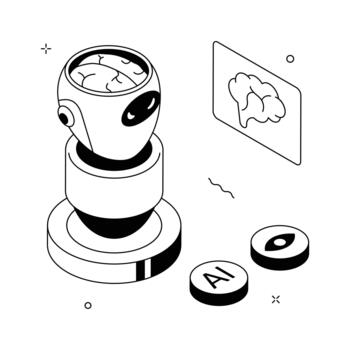 de moda isométrica neural red ilustración, profundo aprendizaje y artificial inteligencia. vector
