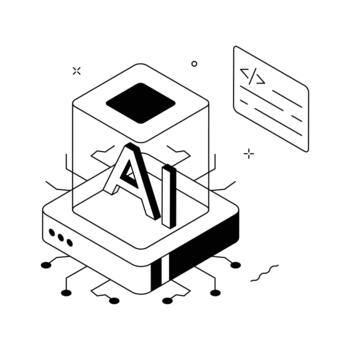Isometric AI chip representing high performance neural processing hardware. vector