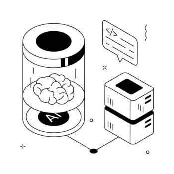 isométrica digital cerebro concepto representando neural tecnología. vector