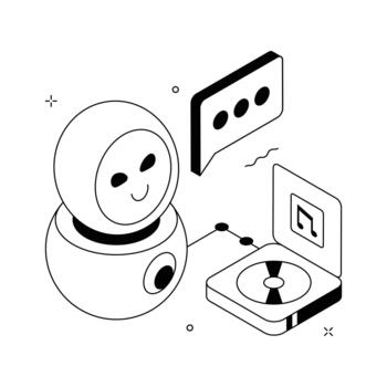 Creatively designed Isometric AI media assistant managing smart digital content. vector