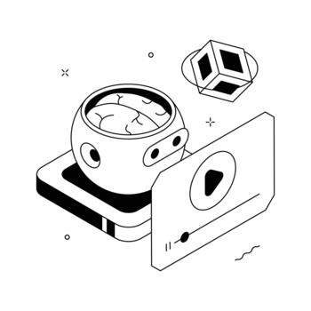 Isometric AI powered virtual reality interface and interaction system. vector