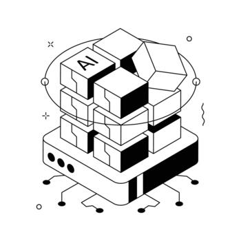 un bien diseñado artificial inteligencia sistema arquitectura isométrica ilustración. vector