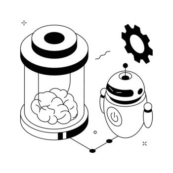 AI robot representing automated intelligent services isometric illustration. vector