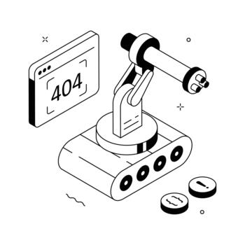 creativamente hecho a mano increíble isométrica ilustración de robot error, ai Funcionamiento defectuoso. vector