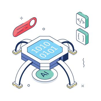 un moderno isométrica artificial inteligencia circuito junta, prima vector