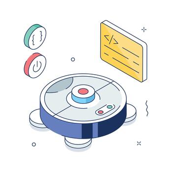 un cautivador isométrica estilo icono de inteligente vacío limpiador, vector