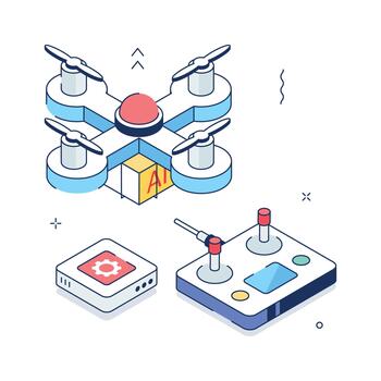 AI drone and controller illustration vector