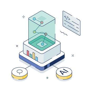 un de moda isométrica estilo ilustración de ai analítica, datos análisis, vector