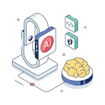 AI technology and brain illustration vector