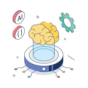 Illustration of brain representing AI technology vector