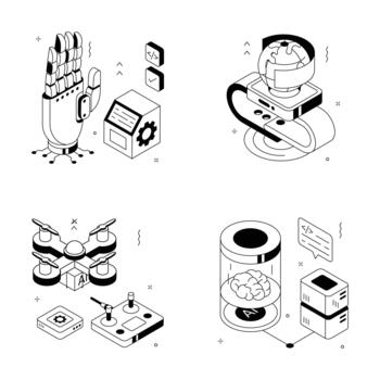 futurista tecnología isométrica ilustraciones vector