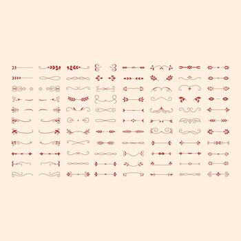 colección de rojo floral y decorativo remolino patrones en un blanco antecedentes remolinos vector