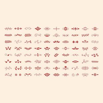 colección de rojo floral y hoja patrones en un blanco antecedentes remolinos vector