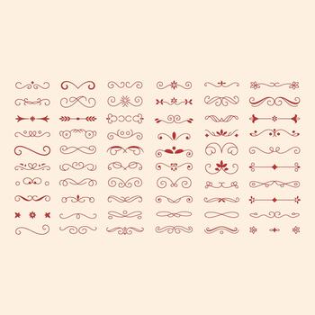 colección de rojo floral y remolino decorativo en blanco antecedentes patrones vector