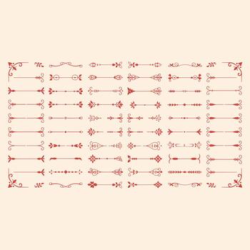 colección de rojo decorativo remolinos y floral arreglado en un cuadrícula modelo vector