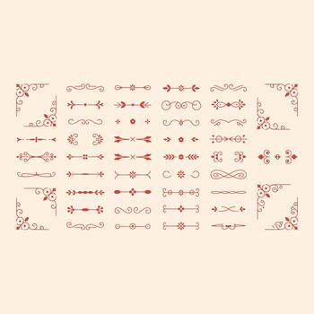 colección de intrincado rojo decorativo y floral patrones en un ligero antecedentes remolinos vector