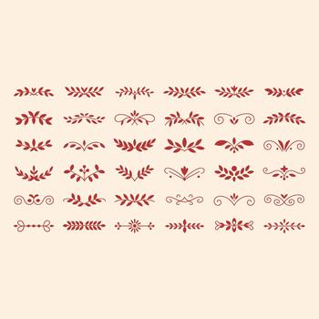 colección de rojo floral y remolino decorativo en beige antecedentes patrones vector