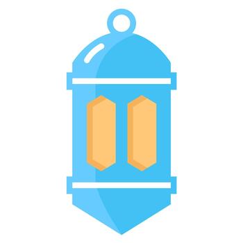 lantern hero,bright blue lantern with two orange panes and rounded top is resting on a white band usage vector