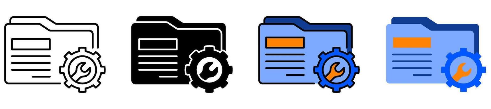 document folder icon with gear vector