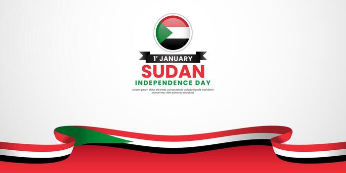 Sudan independence day banner background design element with waving flag vector