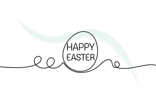 Abstract continuous line drawing an Easter egg with Happy Easter text inside line art vector