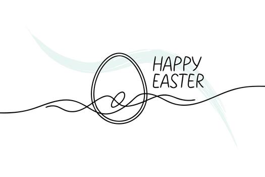 continuo línea Arte un Pascua de Resurrección huevo contento Pascua de Resurrección texto con resumen cepillo carrera saludo vector