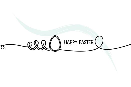 Minimalist continuous line drawing an Easter egg with text Happy Easter greeting vector