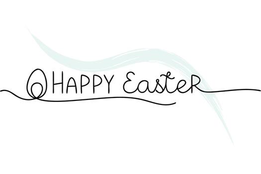 Minimalist single line drawing HAPYEASTER text with abstract brush stroke happy easter vector