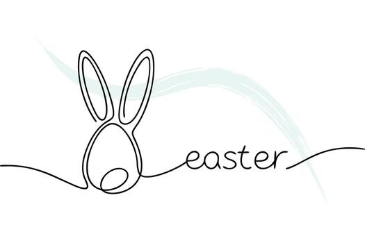 Minimalist Easter Egg with Bunny Ears Single Line Art Text rabbit vector