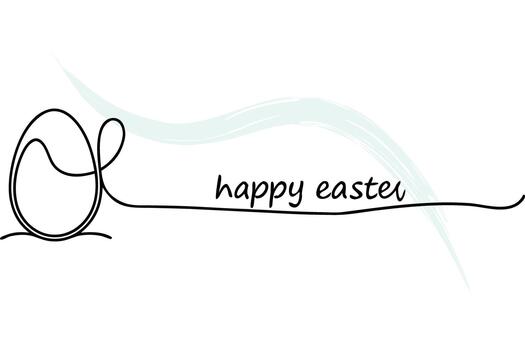 single line drawing an Easter egg with happy easter text vector