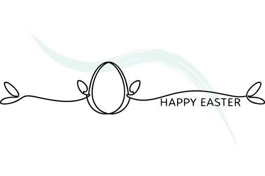 continuo línea dibujo un Pascua de Resurrección huevo con texto decorativo elementos contento Pascua de Resurrección letras vector