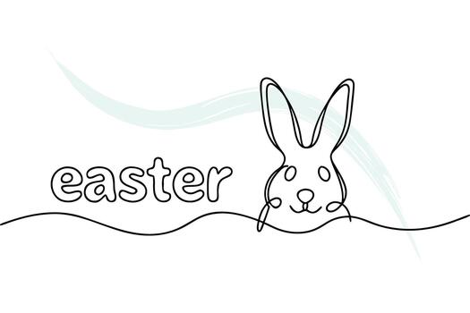 soltero línea dibujo conejito cara con el palabra Pascua de Resurrección Conejo vector