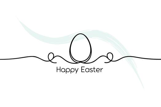 soltero línea dibujo un Pascua de Resurrección huevo con contento Pascua de Resurrección texto resumen cepillo carrera saludo vector