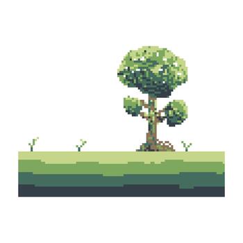 tree with green terrain vector