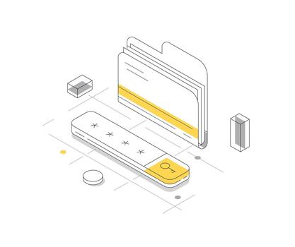 representando personal datos gestión. un llave símbolo Destacar seguridad, complementado por resumen carpetas vector