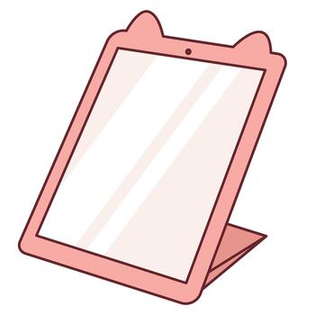 Cat ear digital tablet icon on vertical stand for presentation or viewing vector