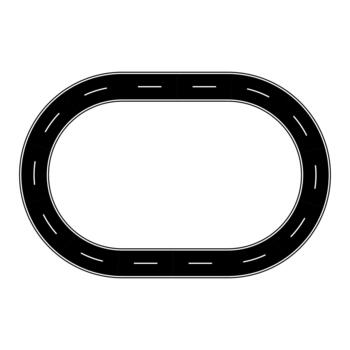 Oval racetrack loop dashed lines black road motion path vector
