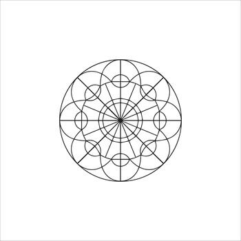 Abstract Circular Geometric Design with Radial Lines and Intersecting Circles vector